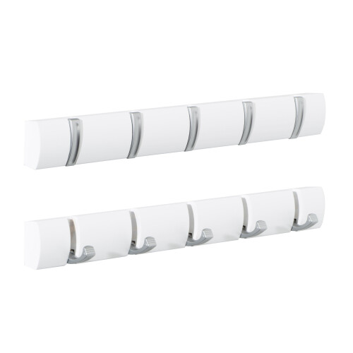 Direct Online Houseware 5pc Concealed Coat Hook Board | White Folding Hook Rack