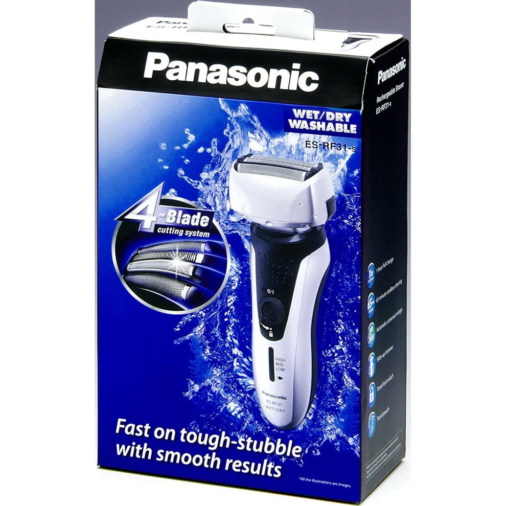 Panasonic ES-RF31 4 Blade Electric Shaver Wet/Dry with Flexible Pivoting Head for Men, Stainless - Black/Silver