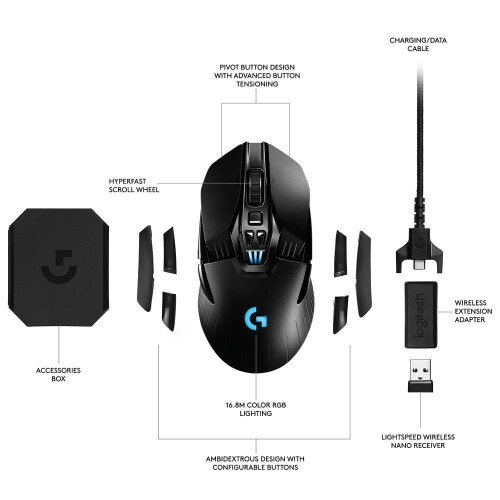 Logitech Logitech G903 Wireless Gaming Mouse with Powerplay Wireless Charging Compatibility LIGHTSPEED 1