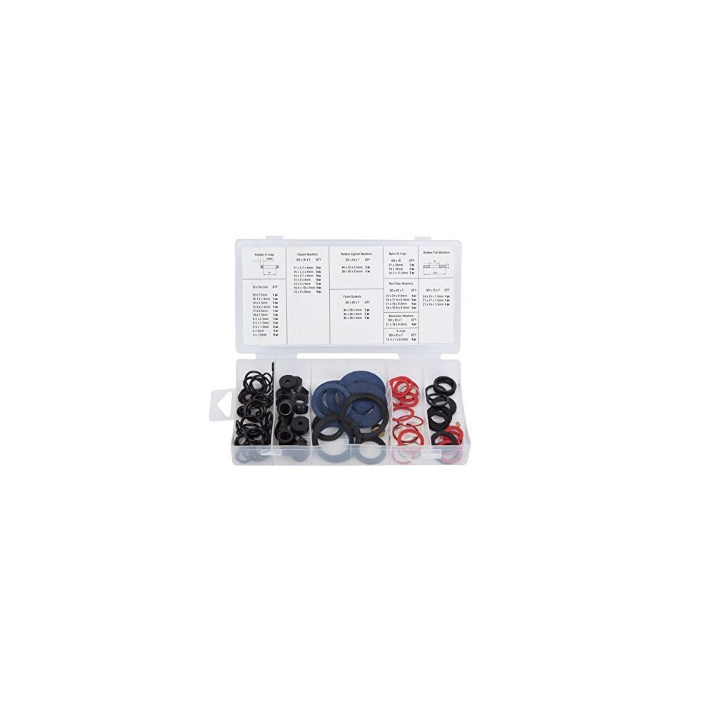 Blue Spot 40536 Tap Reseater Washer Assortment (125-Piece) - Set 125Piece - Tap Reseater Washer Assortment Blue Spot 40536 Set 125Piece Rubber Fibre 5028734405361