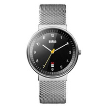 (Black) Braun Mens 3-Hand with Date Analogue Quartz Watch, Black Dial and Steel Milanese Mesh Strap, 40mm Stainless Steel Case, model BN0032BKSLMHG.