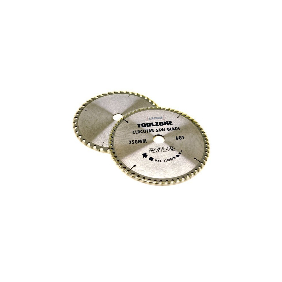 2pc 250mm Tct Circular Saw Blades 40 And 60 Teeth With Adapter Rings - Disc -  saw blades circular tct 250mm teeth 40 60 disc 2pc mediumfine finish