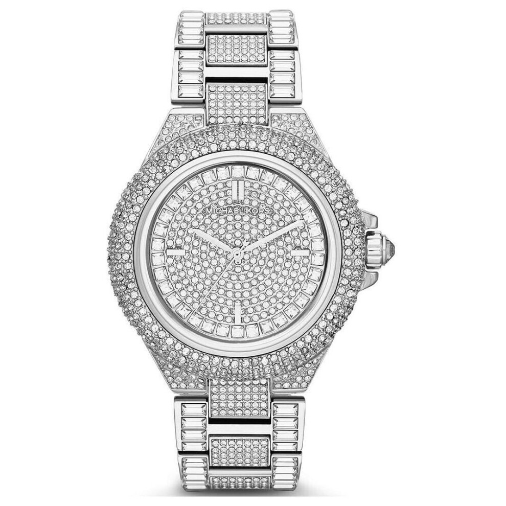 Michael Kors Mk5869 Ladies Crystal-Encrusted Pave Dial Stainless Steel Watch, 41mm, Silver