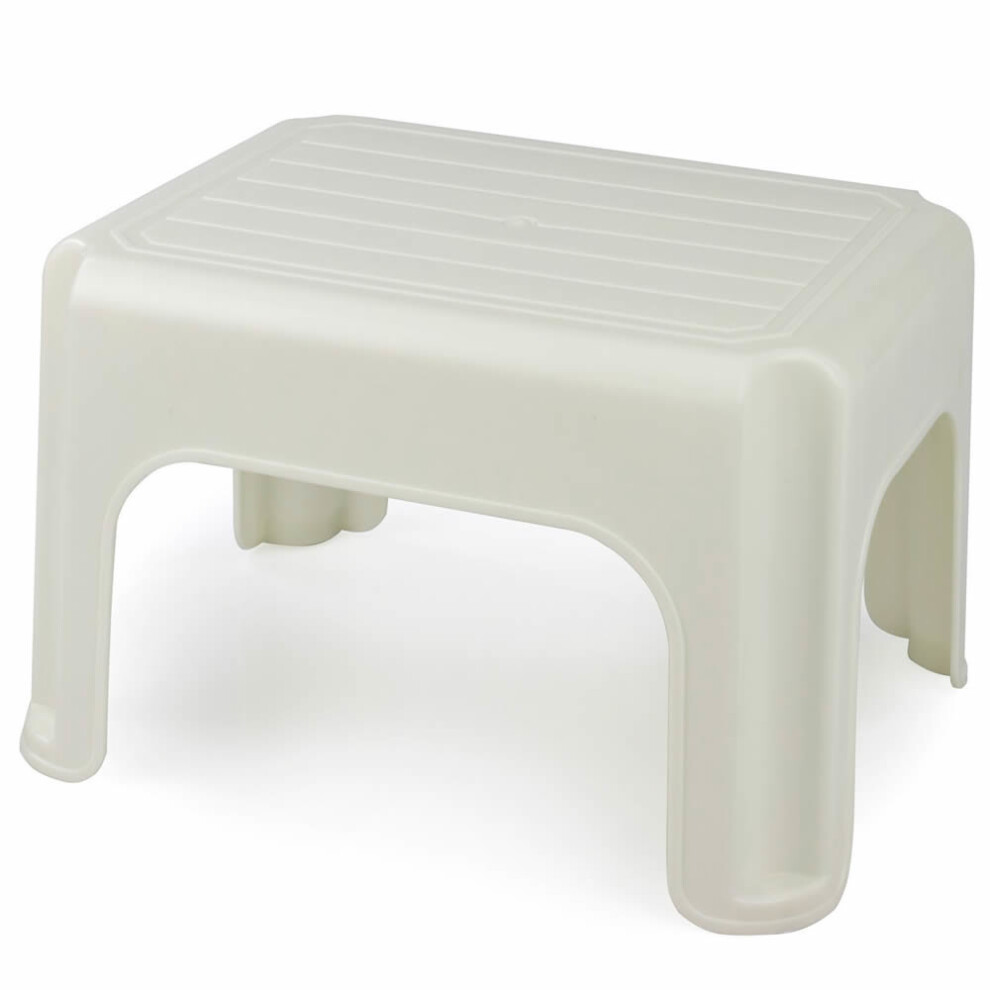 (Cream) Multipurpose 40Cm Foot Step Up Stool Kitchen Home Children Plastic Toilet Ladder 5016447204289