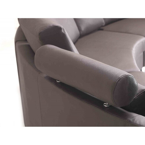 Beliani Modern Round Sectional Sofa in Leather - ROTUNDE Brown 2