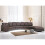 Beliani Modern Round Sectional Sofa in Leather - ROTUNDE Brown 1