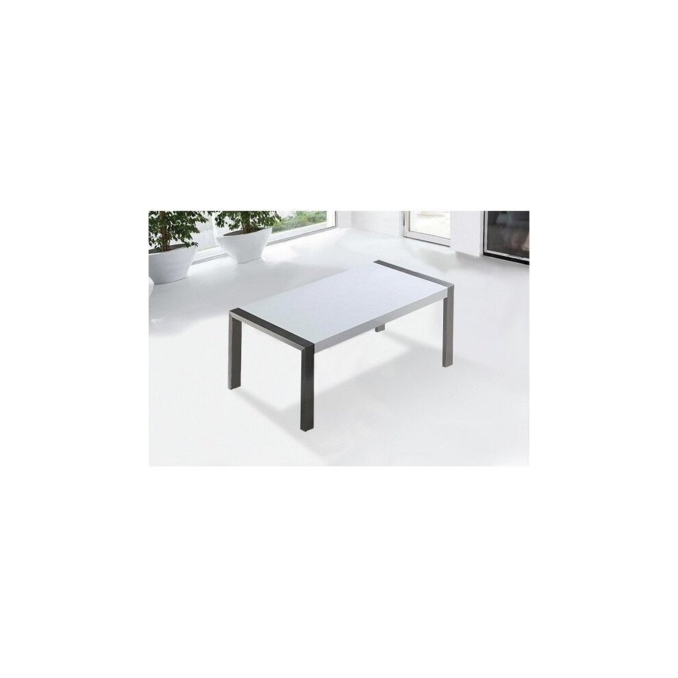 Luxury Stainless Steel White High Gloss Banded Dining Table - ARCTIC I