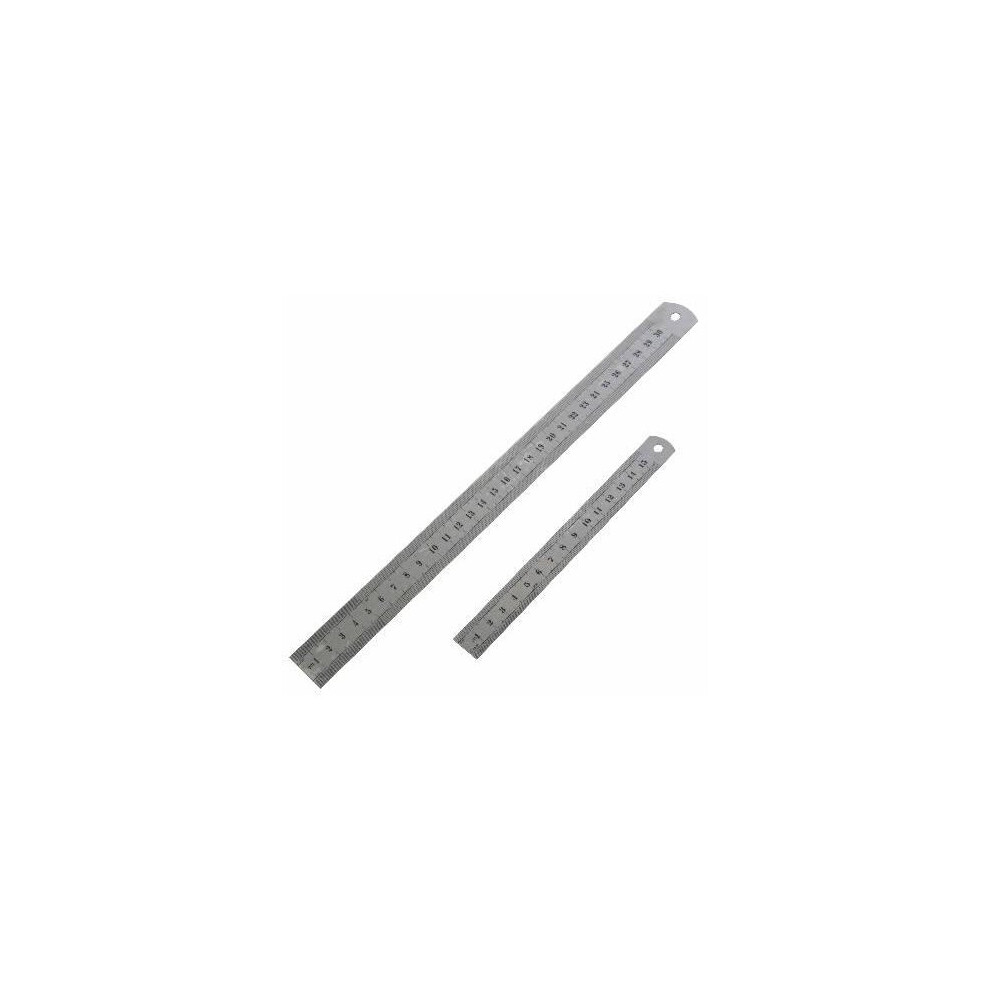 6" & 12" 2 Piece Steel Rule Set - Ruler 2pc 6 1 Imperial Metric Measuring Metal -  ruler set steel 2pc 6 12 imperial metric measuring metal stainless