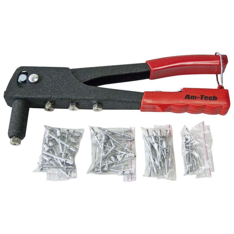 RIVET GUN + 60 RIVET STURDY REPAIR FIX DIY SAFETY CATCH RIVETING HAND TOOL B3400