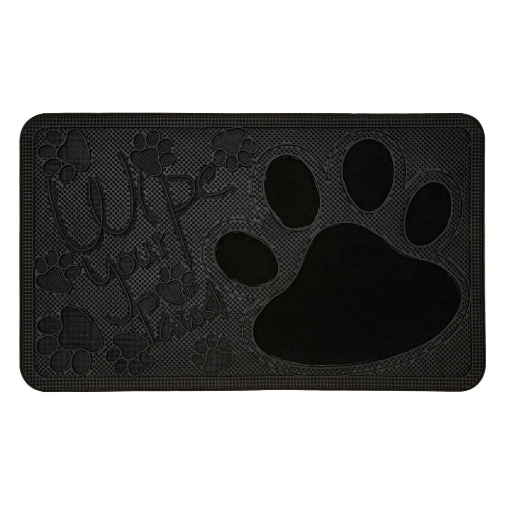 "Wipe Your Paws" Doormat, Coir/Rubber, Black