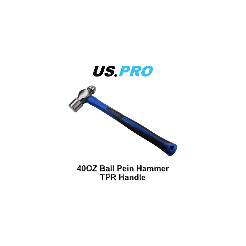 US PRO 40OZ Ball Pein Hammer With TPR Handle Mechanics / Engineers-image-OPC-PDR8X5-NEW