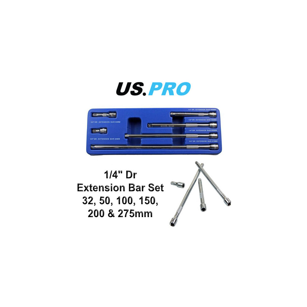 US PRO 6pc 1/4 dr Extension Bar Set 32, 50, 100, 150, 200 & 275mm 4185