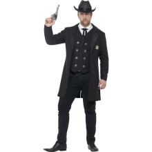 Smiffy's Men's Sheriff Costume, Jacket, Mock Shirt, Waistcoat, Neck Tie And - - costume sheriff fancy dress mens western wild plus size outfit large