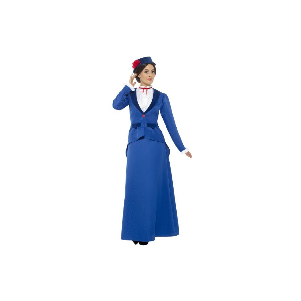 Smiffy's 46753M Blue Victorian Nanny Costume - Fancy Dress Ladies Adult Mary - Victorian Fancy Dress Costume Nanny Ladies Adult Mary Book Week