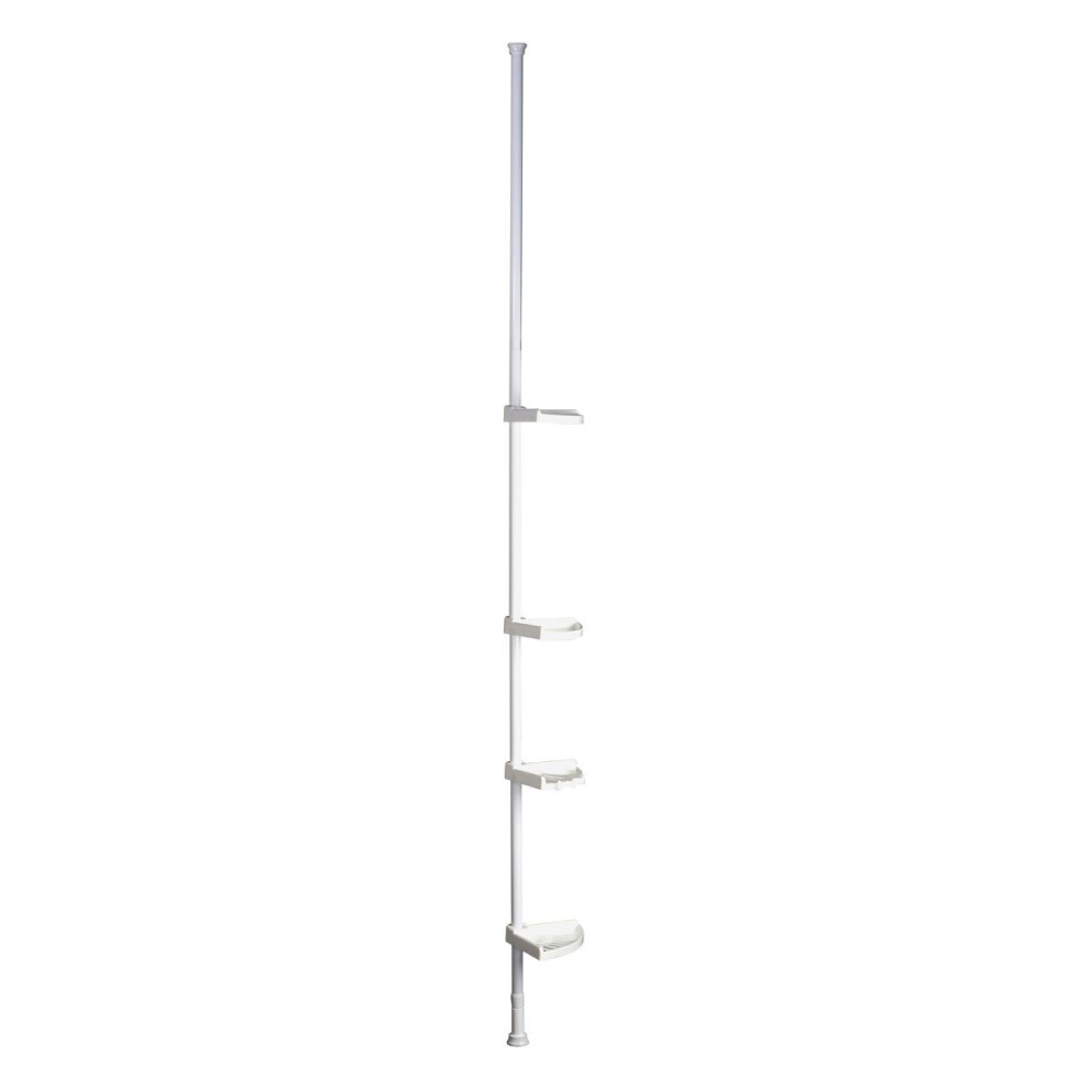 4-Tier Corner Shelf, Powder Coated Metal, Polypropylene, White