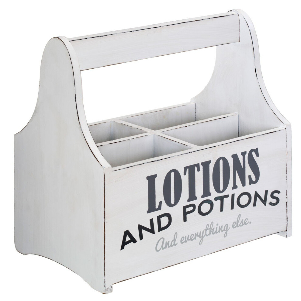 Distressed Spa Storage Caddy, MDF, White