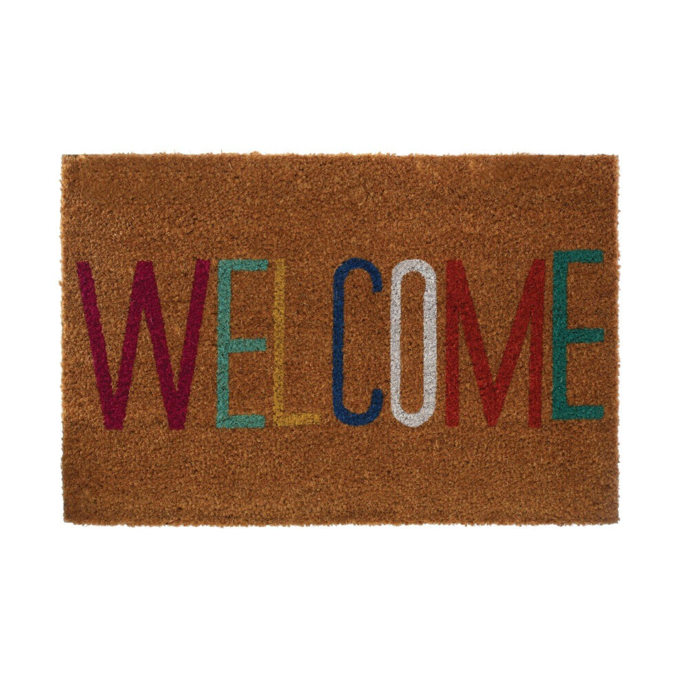 Welcome Multicolour Coir Doormat