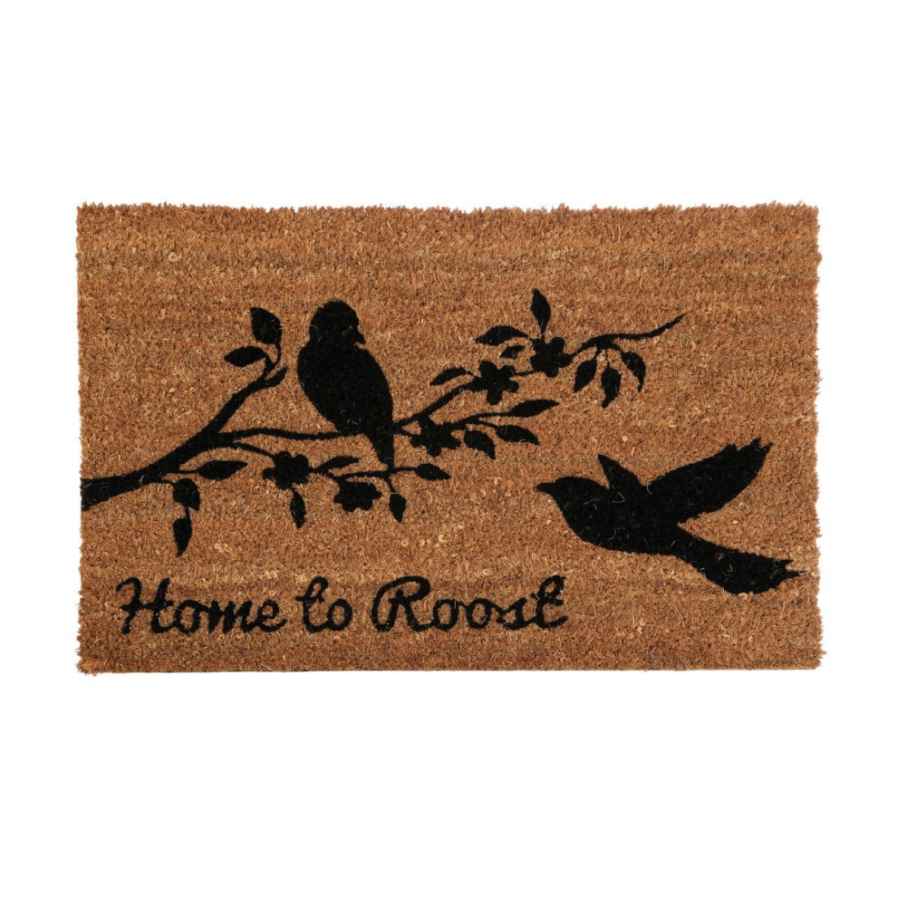 Premier Housewares Home To Roost Doormat, Pvc Backed Coir, Natural Black