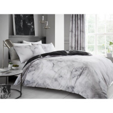 (Double, White) Marble Print Cotton Blend Bedding Set