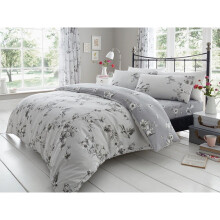 (Double, Grey) Birdie Blossom Floral Duvet Covet Bedding Set