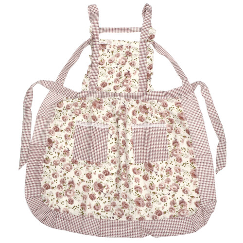 TRIXES Frilly Floral Apron Tabard Kitchen Household Garden