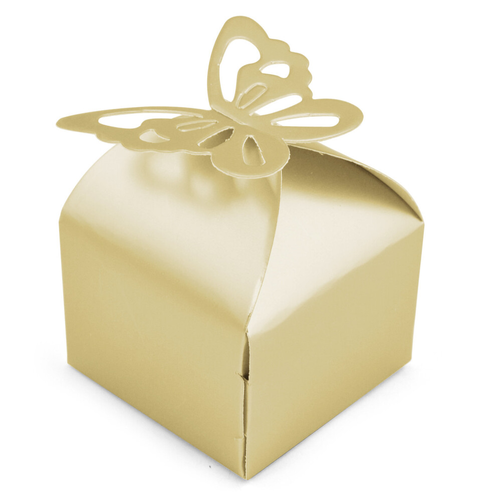 50pc Trixes Wedding Favour Boxes – Yellow | Gold Butterfly Wedding Favour Box