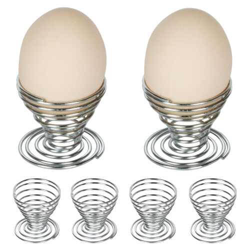 TRIXES 6 x Stainless Steel Wire Spiral Spring Egg Cups 2