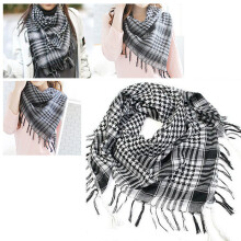 TRIXES Black & White Desert Shemagh Scarf - Lightweight Cotton Keffiyeh for Airsoft & Re-enactment (37x40in)
