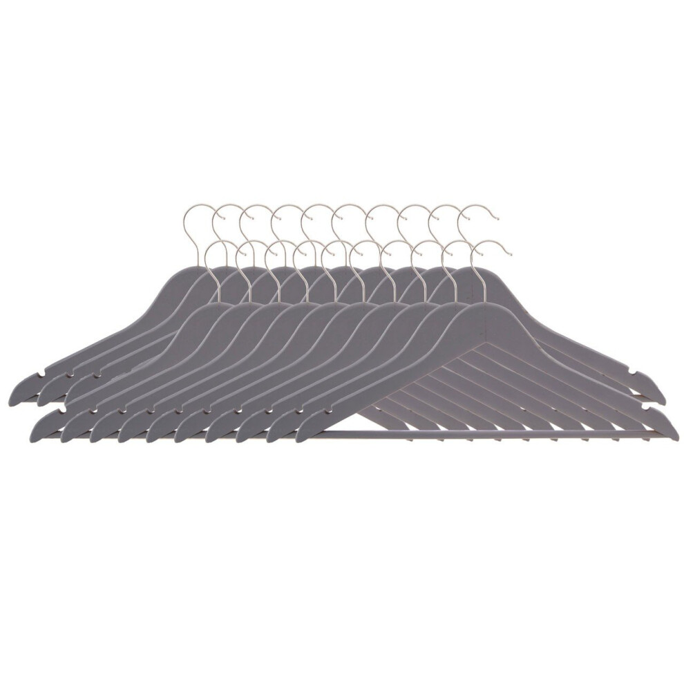 Wooden Clothes Hangers, Matte Grey, Set Of 20