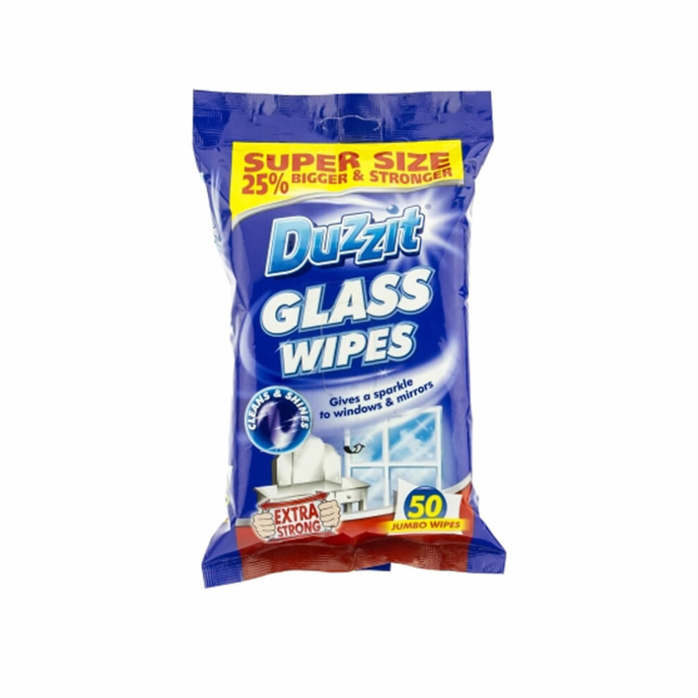 (Glass Wipes- 50 Wipes) Household Cleaning Wipes Multipurpose Kitchen Bathroom Floor Window Wet Surface