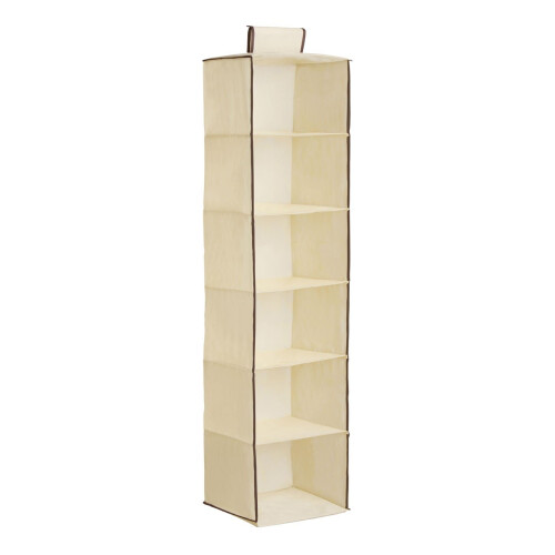 Premier Housewares 6-Section Hanging Garment Organiser - Cream