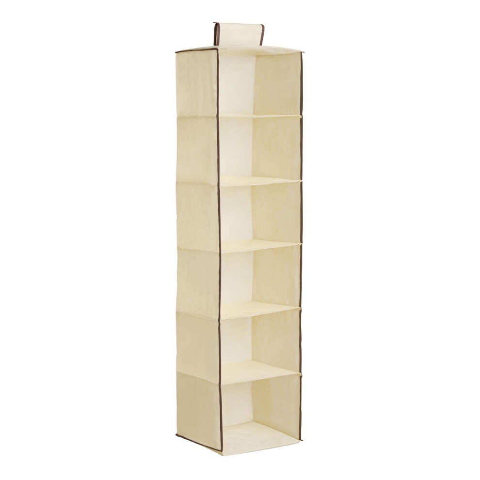 Premier Housewares 6-Section Hanging Garment Organiser - Cream