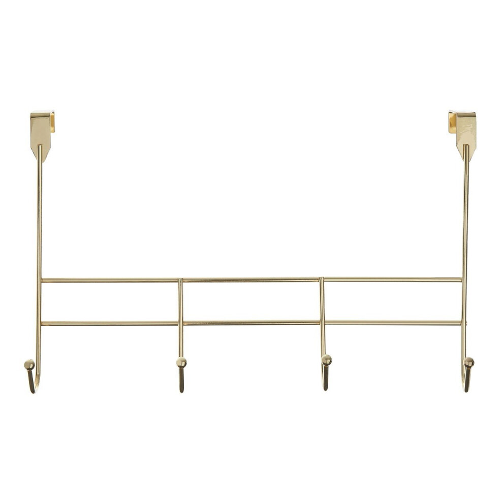 Functional 4 Hook Champagne Gold Over Door Hanger, Stylish Over Door Coat Hanger, Sturdy Design Hanging Rack
