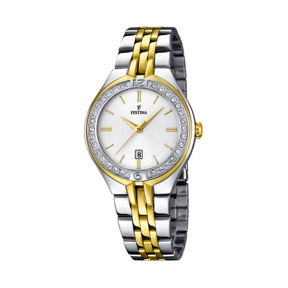 Festina F16868/1 Ladies Two Tone Silver & Gold Crystal pave Watch