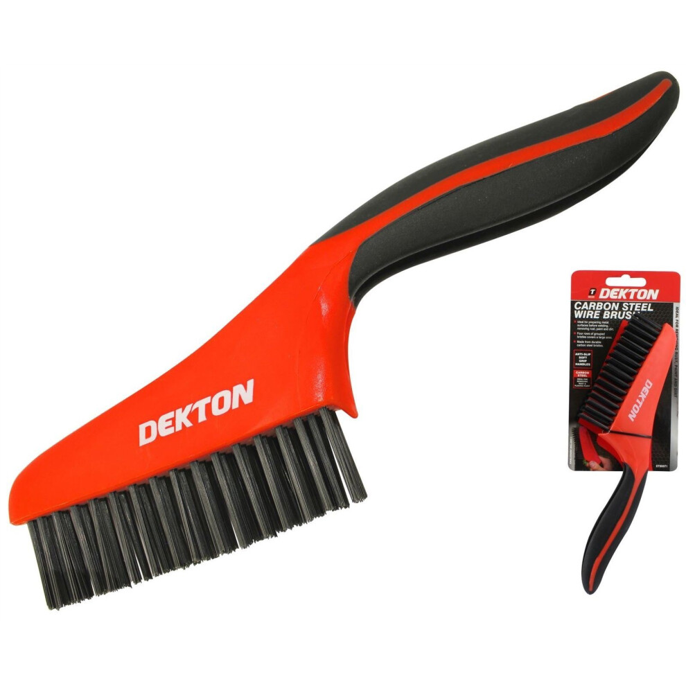 Dekton Soft Grip Carbon Metal Steel Wire Brush Ideal for Rust Paint Removal