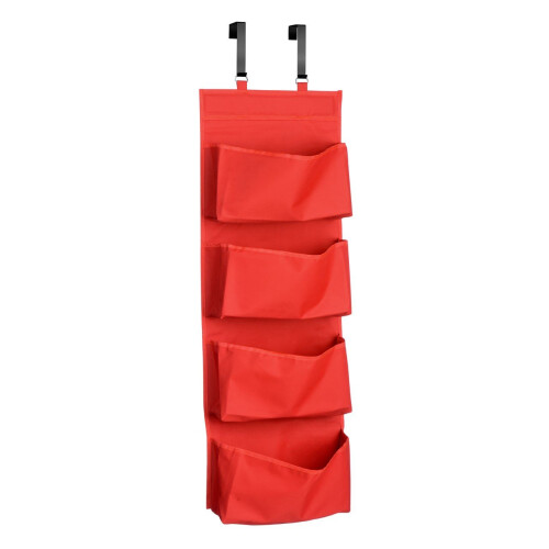 Premier Housewares 4-Tier Over Door Hanging Organiser - Red