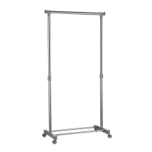 Stylish Clothes Rack Grey And Chrome Finish Hanging Rail, Movable Cloths Rail For Bedroom, Sleek Coat Stand
