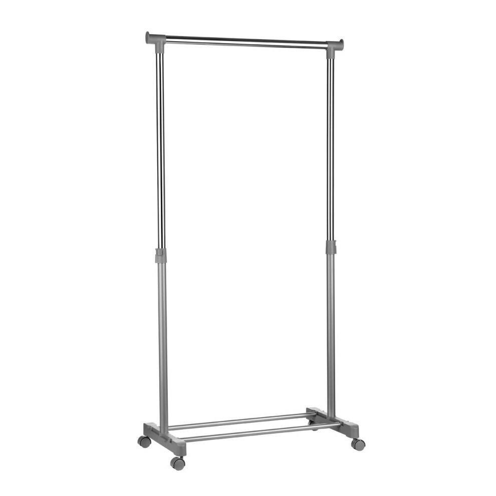 Stylish Clothes Rack Grey And Chrome Finish Hanging Rail, Movable Cloths Rail For Bedroom, Sleek Coat Stand