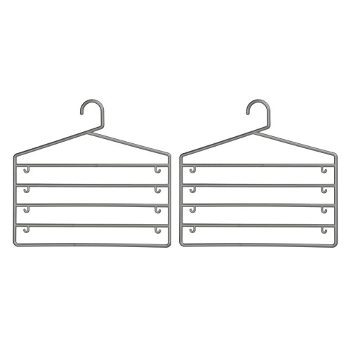 PF-1900390: Plastic Trouser Organiser - Grey, Set of 2 | Space-Saving Trousers Hangers to Prevent Creasing