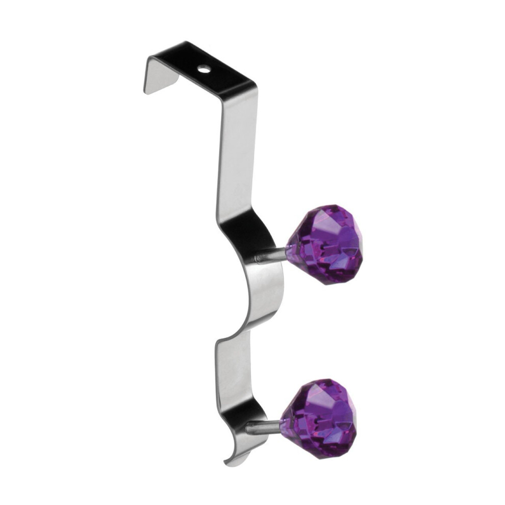 Diamante Double Over Door Hook - Purple
