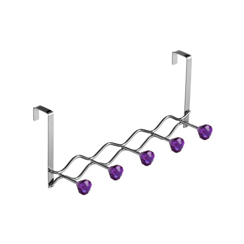 Premier Housewares 5 Diamante Hook Over Door Hanger - Purple