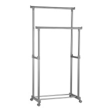 Double Hanging Rail with Wheels - Chrome