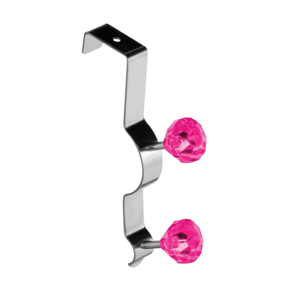 Diamante Double Over Door Hook - Hot Pink
