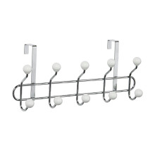 10 Hook Over Door Hanger with White Ceramic Balls - Chrome
