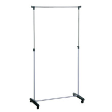 Clothes Hanging Rail with Wheels - Chrome