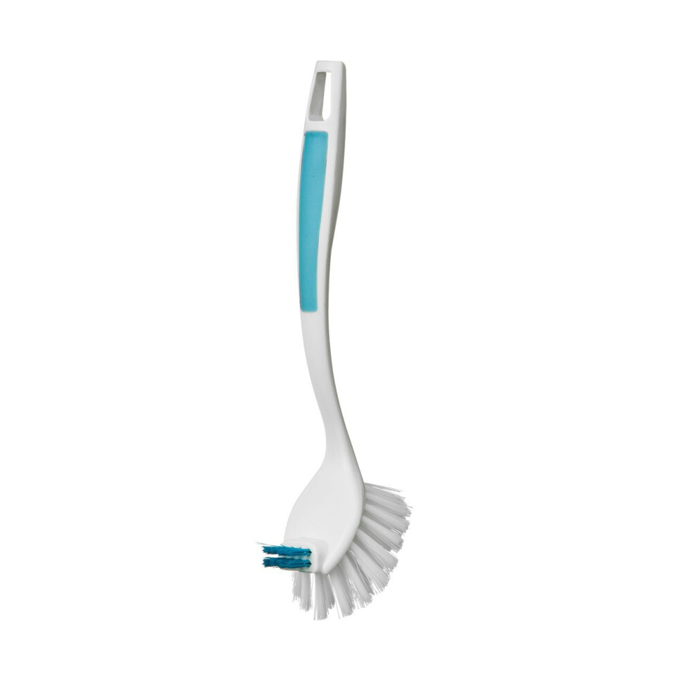 Dish Brush, Blue, Plastic/Soft Grip Handle