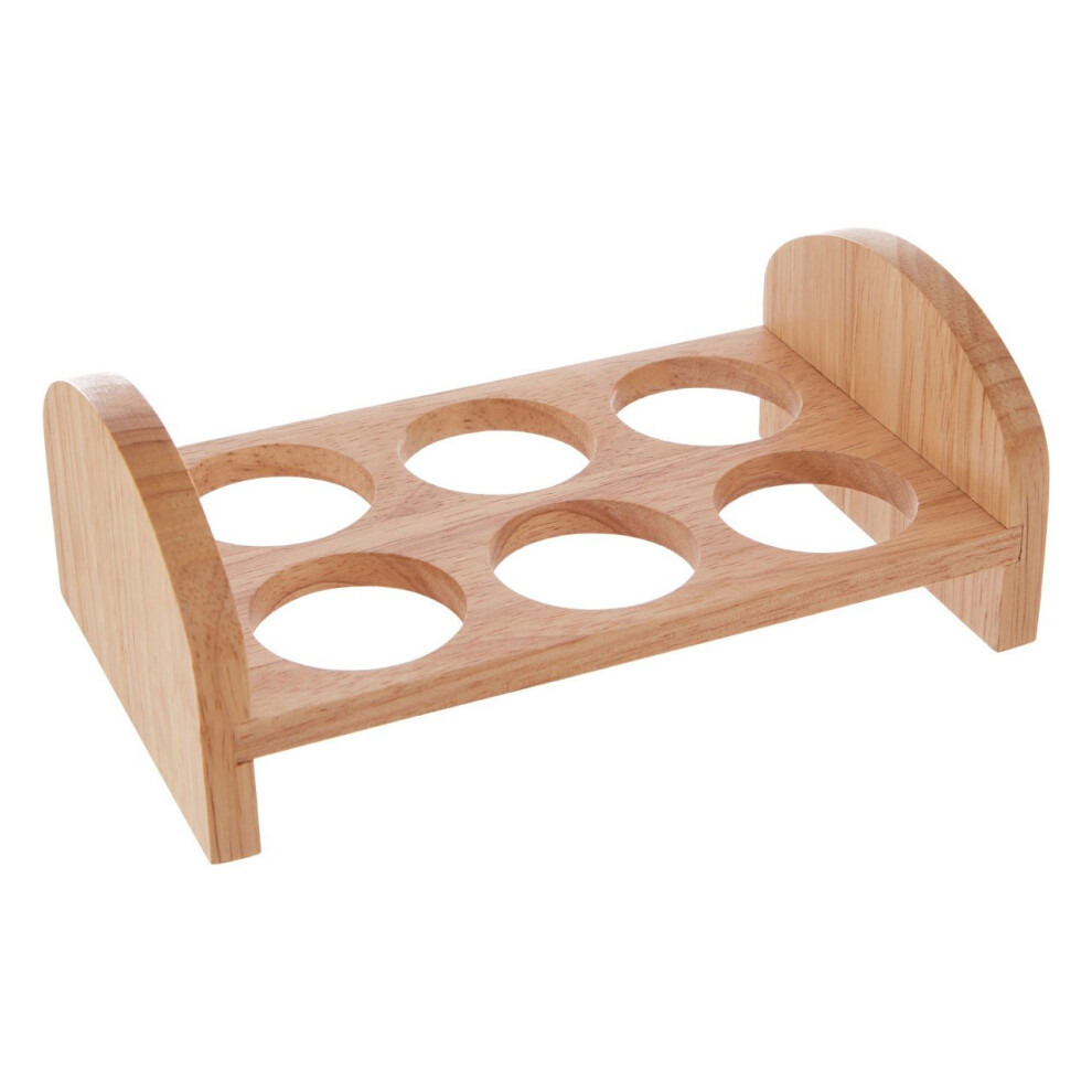 Premier Housewares 6 Hole Egg Rack, Rubberwood, Natural