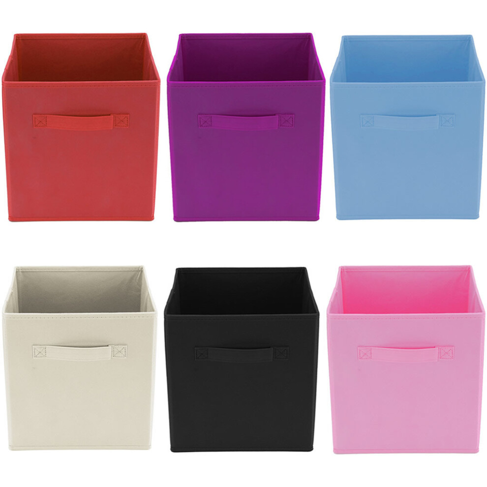 (4, Blue) Foldable Cube Storage Boxes - 27cm x 27cm x 27cm