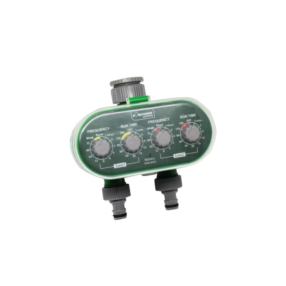 Kingfisher Twin Hose Outlet Electrical Water Timer Garden Lawn Automatic Irragation