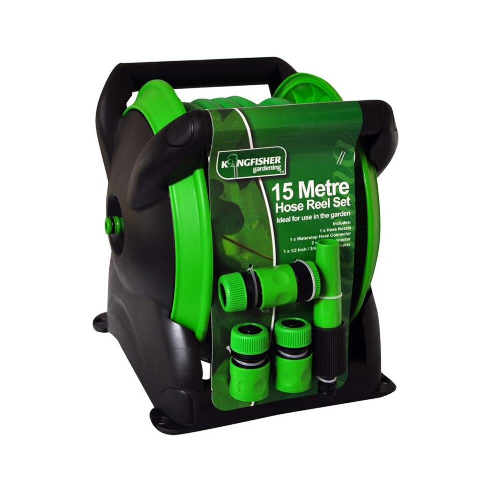 Kingfisher 15 Metre Compact Hose Pipe & Reel Garden Watering Set
